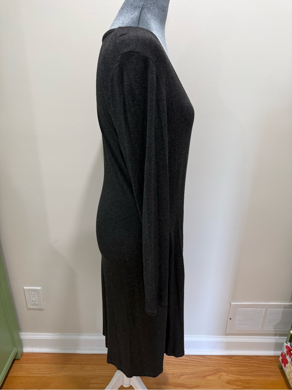 Esprit Charcoal Wrap-Style Long-Sleeve Dress - Picture 7 of 12